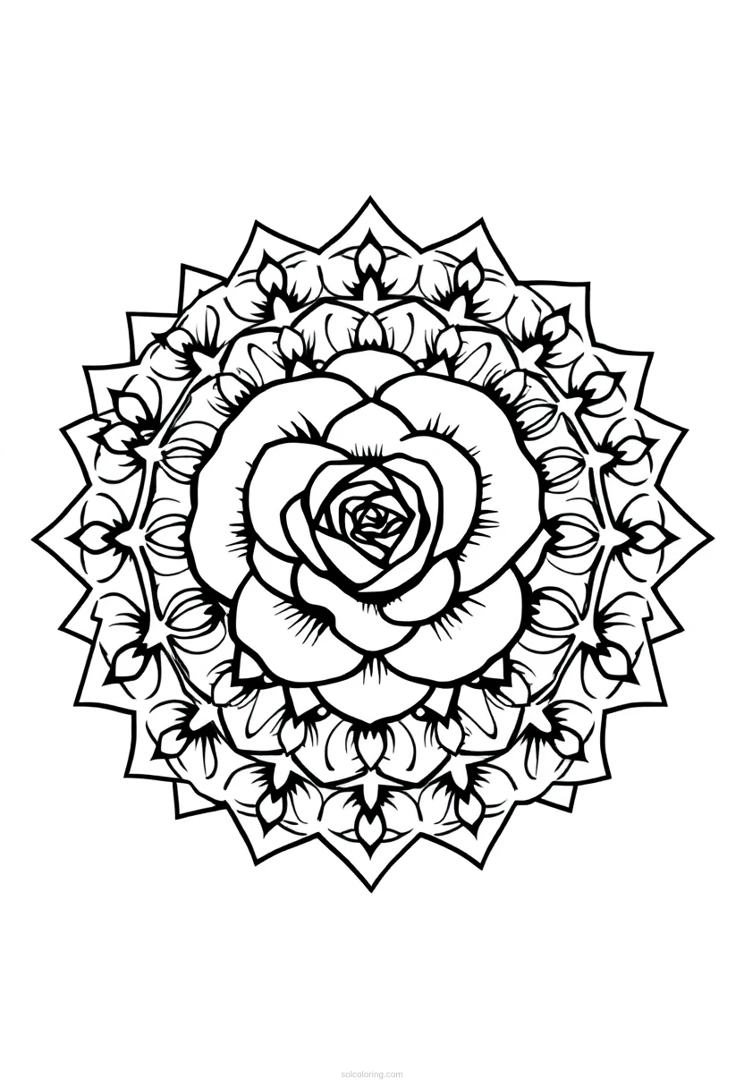 Rose coloring page for kids