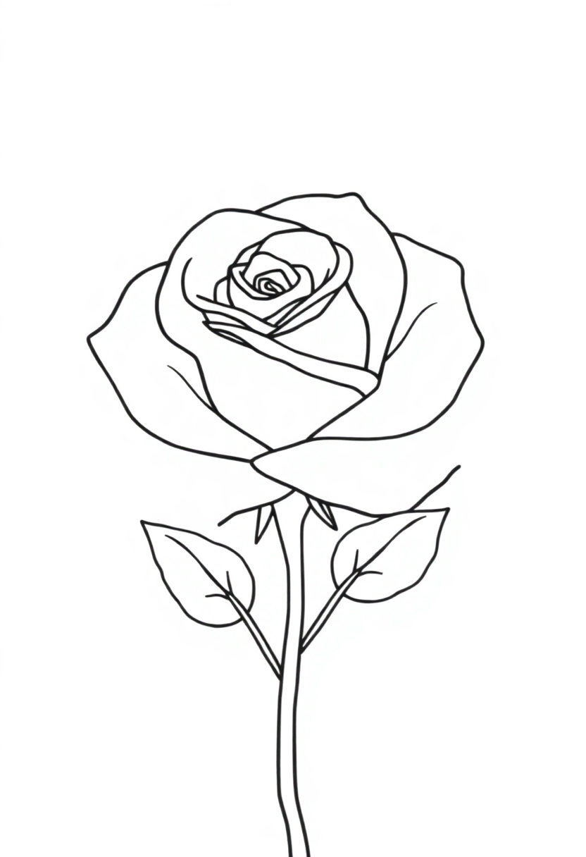 Rose coloring page, free printable