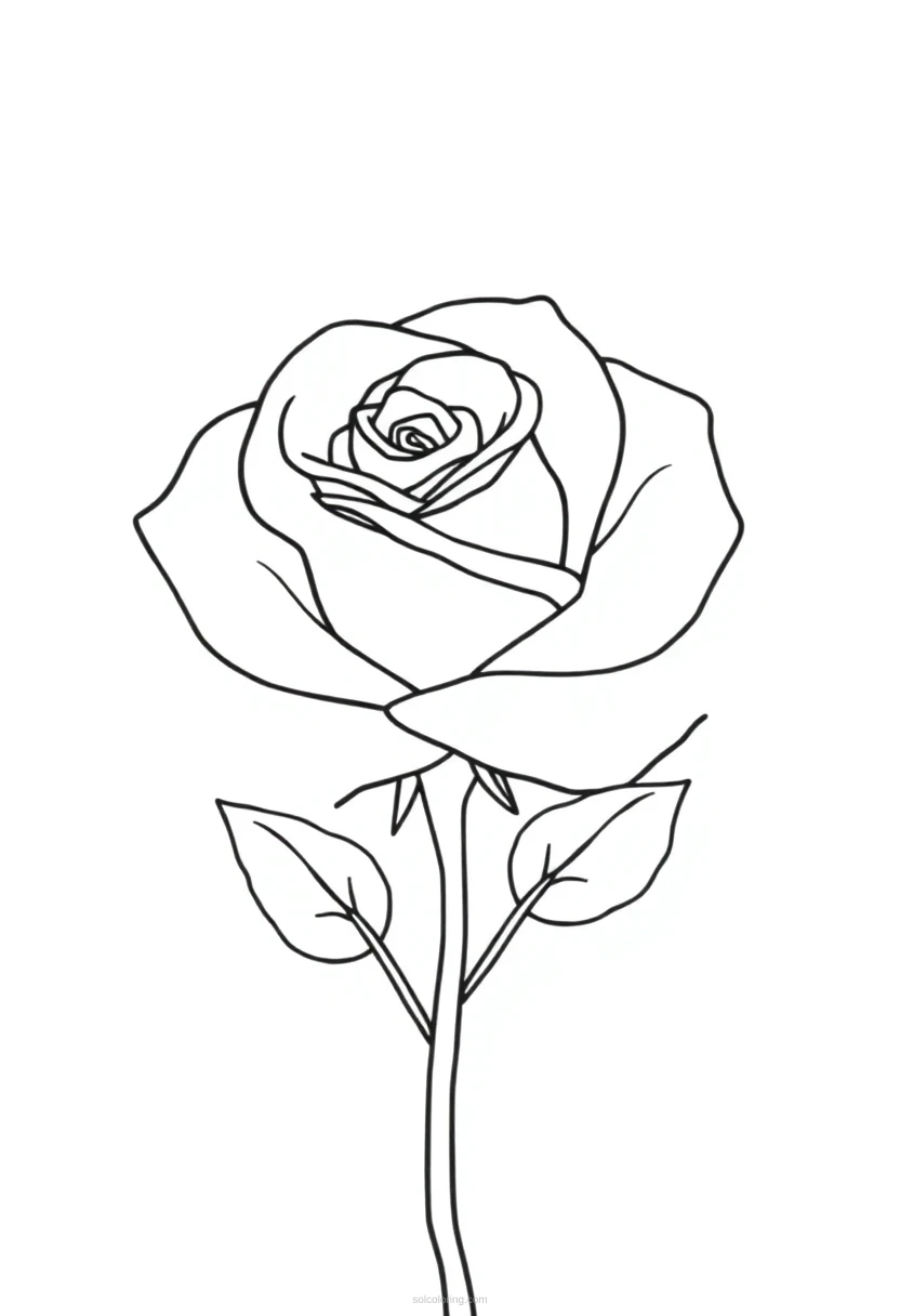 Rose coloring page for kids