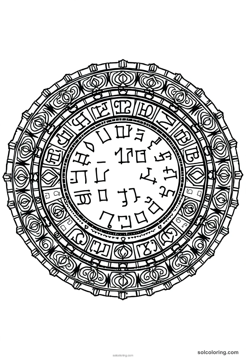 Mandala Rosetta Stone mandala coloring page for kids