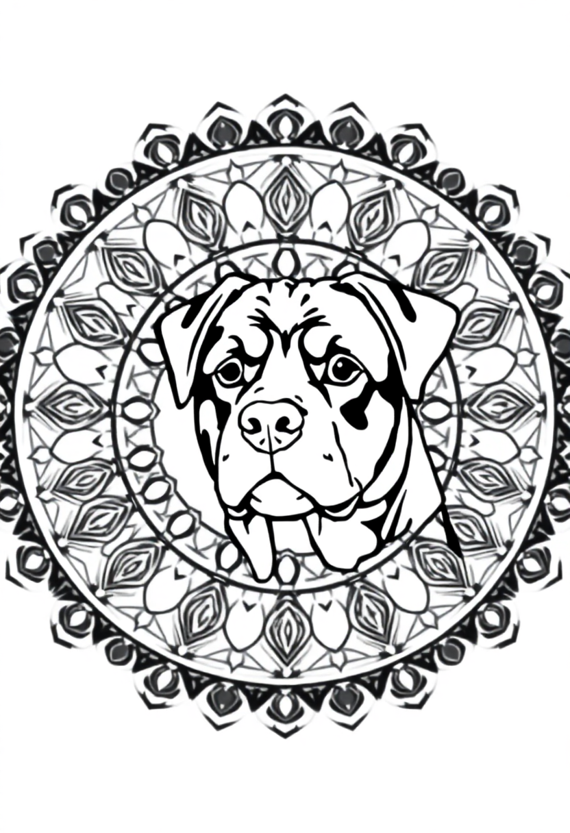 Rottweiler Guard Dog coloring page, free printable