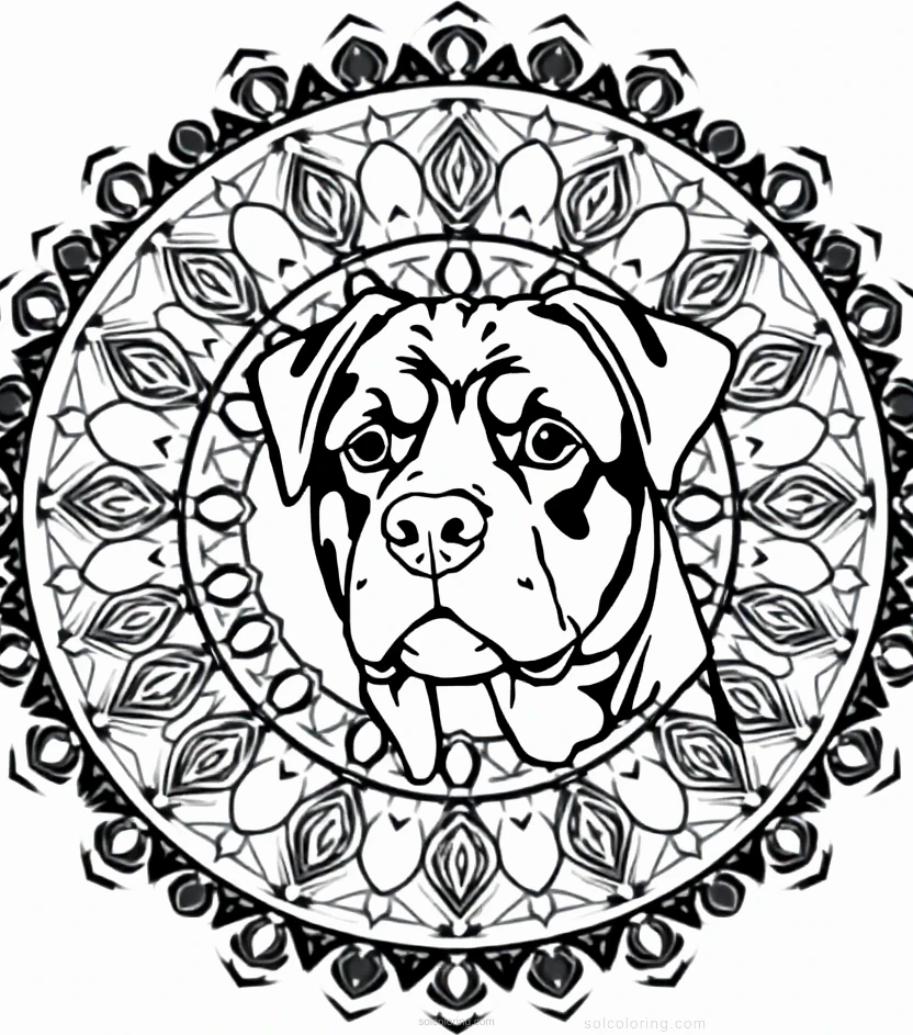 Rottweiler Guard Dog coloring page for kids