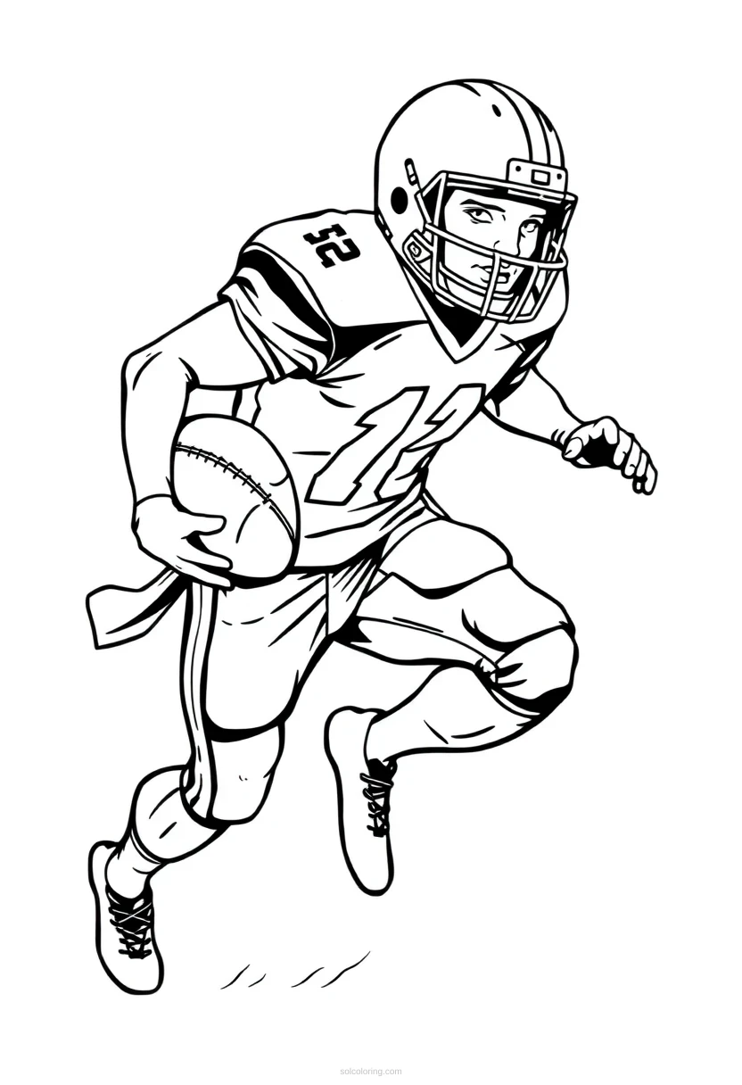 Running Back With Ball coloring page for kids