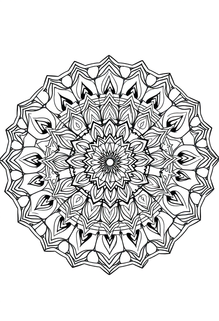 Sacred Geometry Mandala coloring page for kids