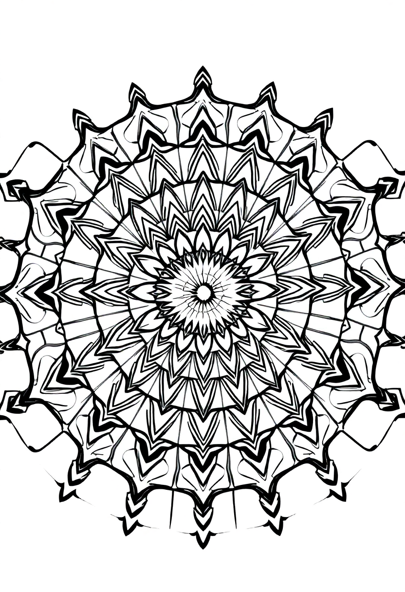 Sacred Geometry Mandala coloring page for kids