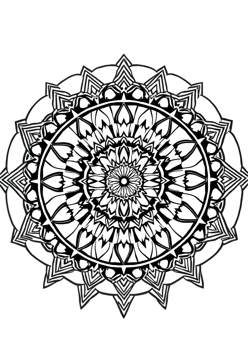 Sacred Geometry Mandala coloring page for kids