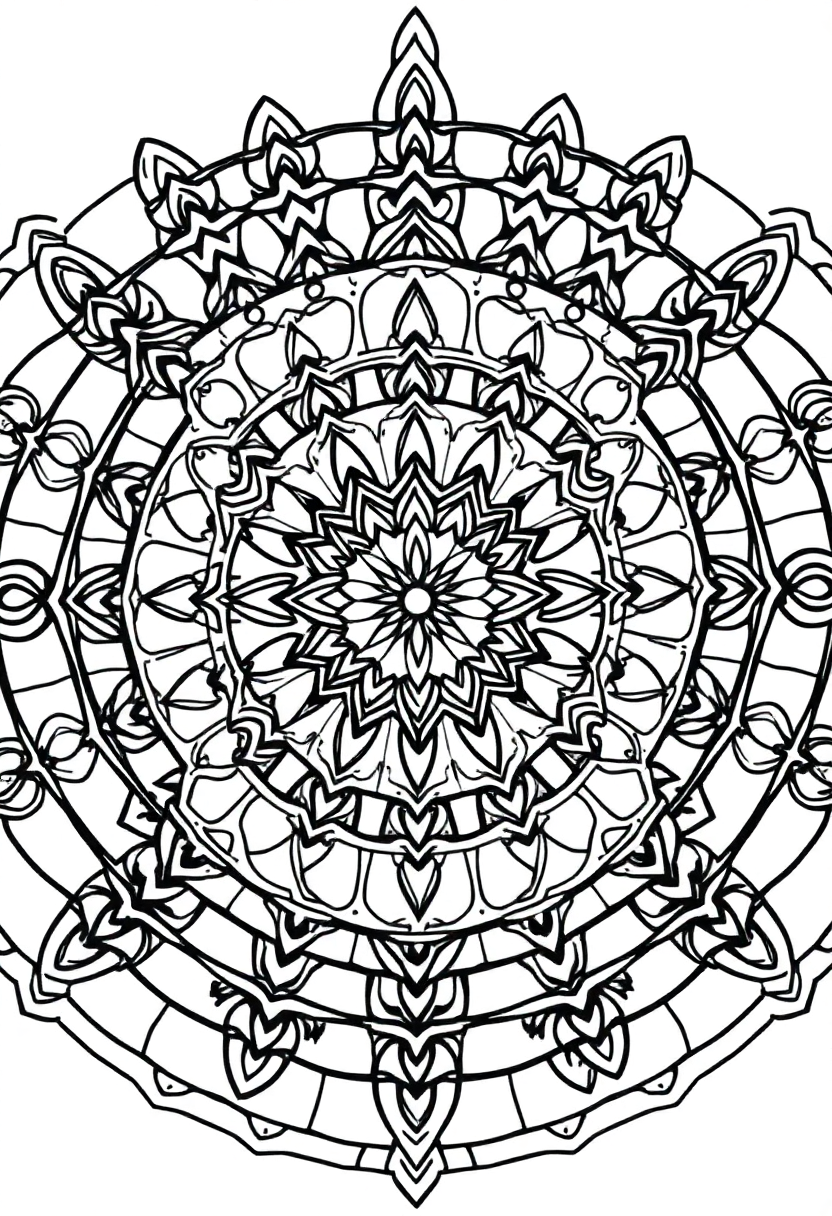 Sacred Geometry Mandala coloring page for kids