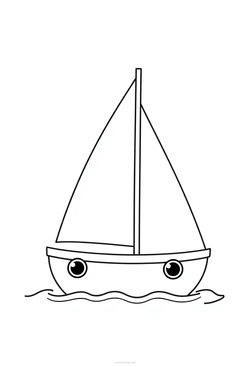 Sailboat Cute Cartoon coloring page for kids