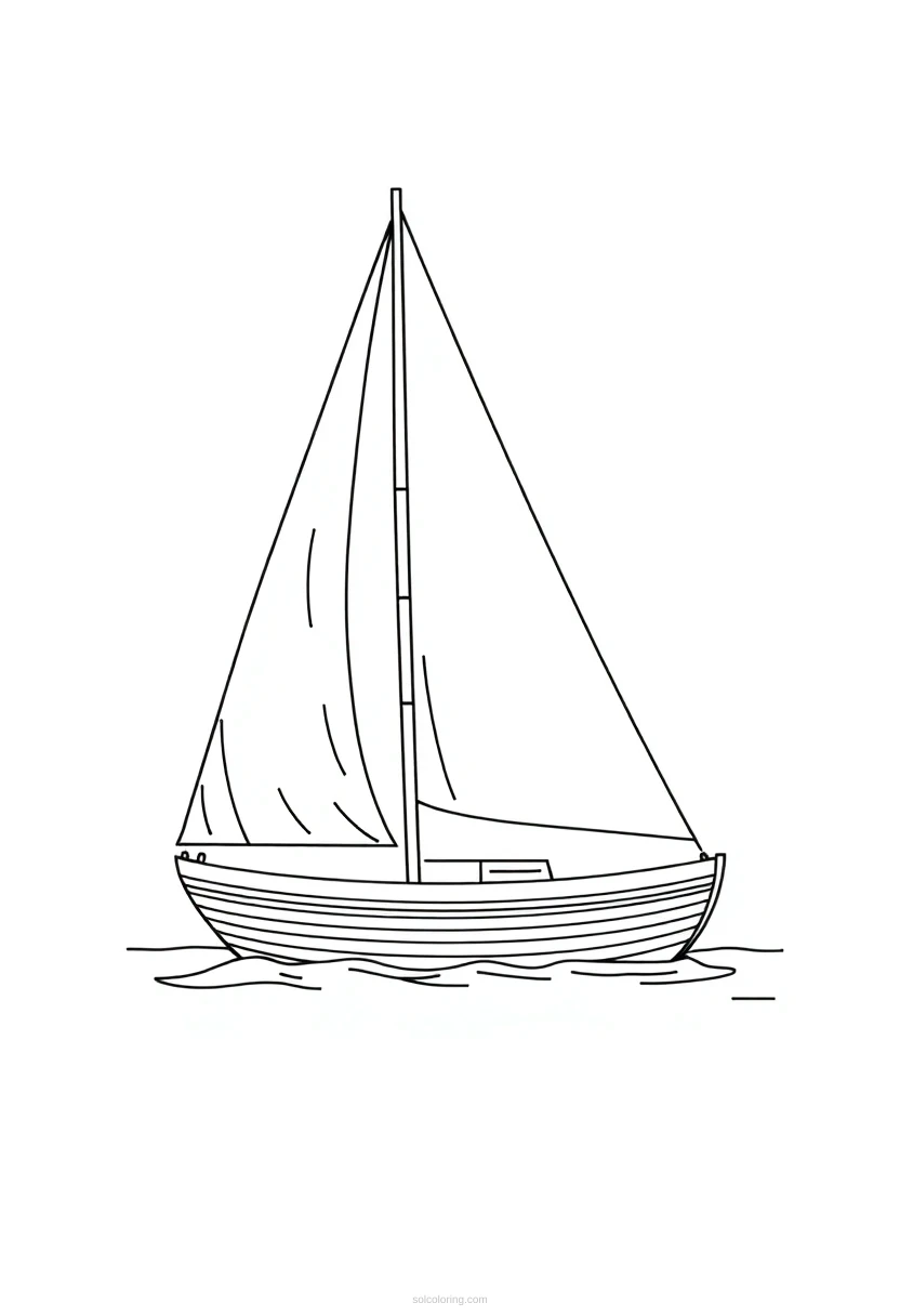 Sailboat Cute Cartoon coloring page for kids