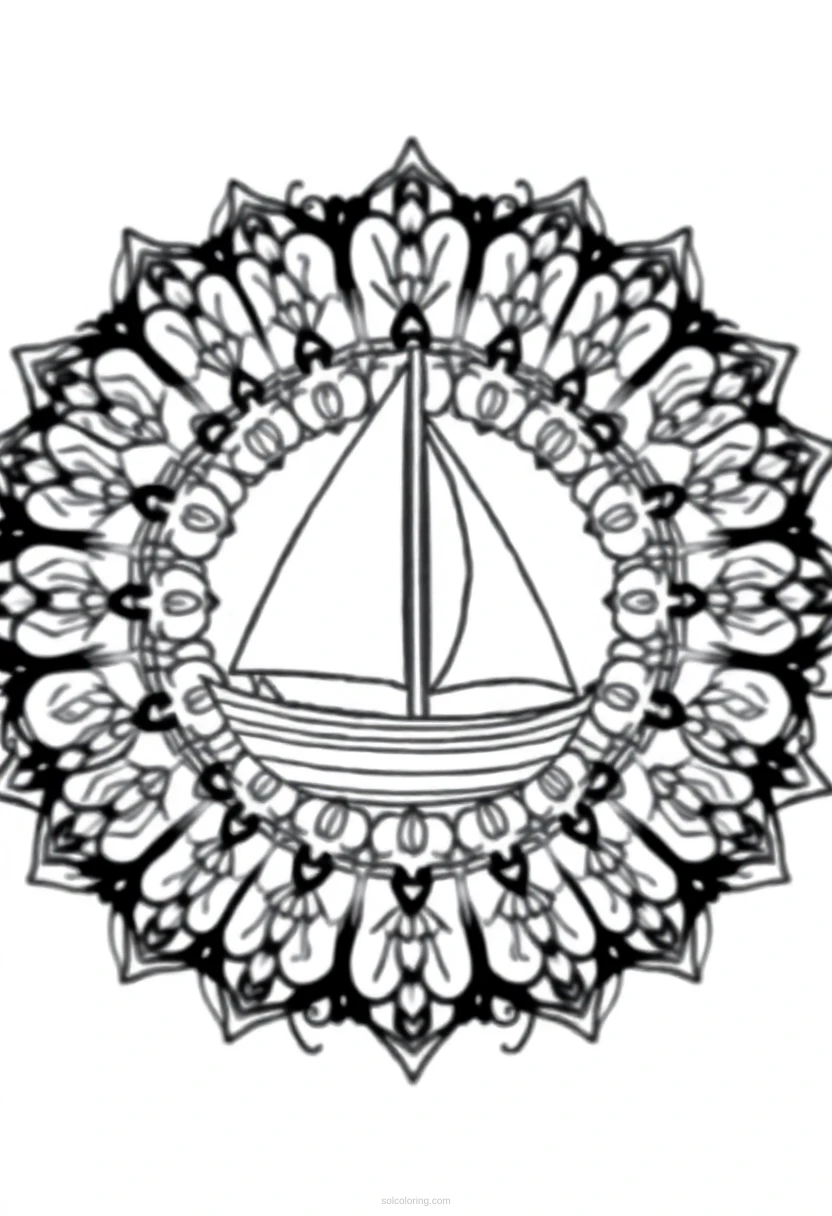 Sailboat Cute Cartoon coloring page for kids