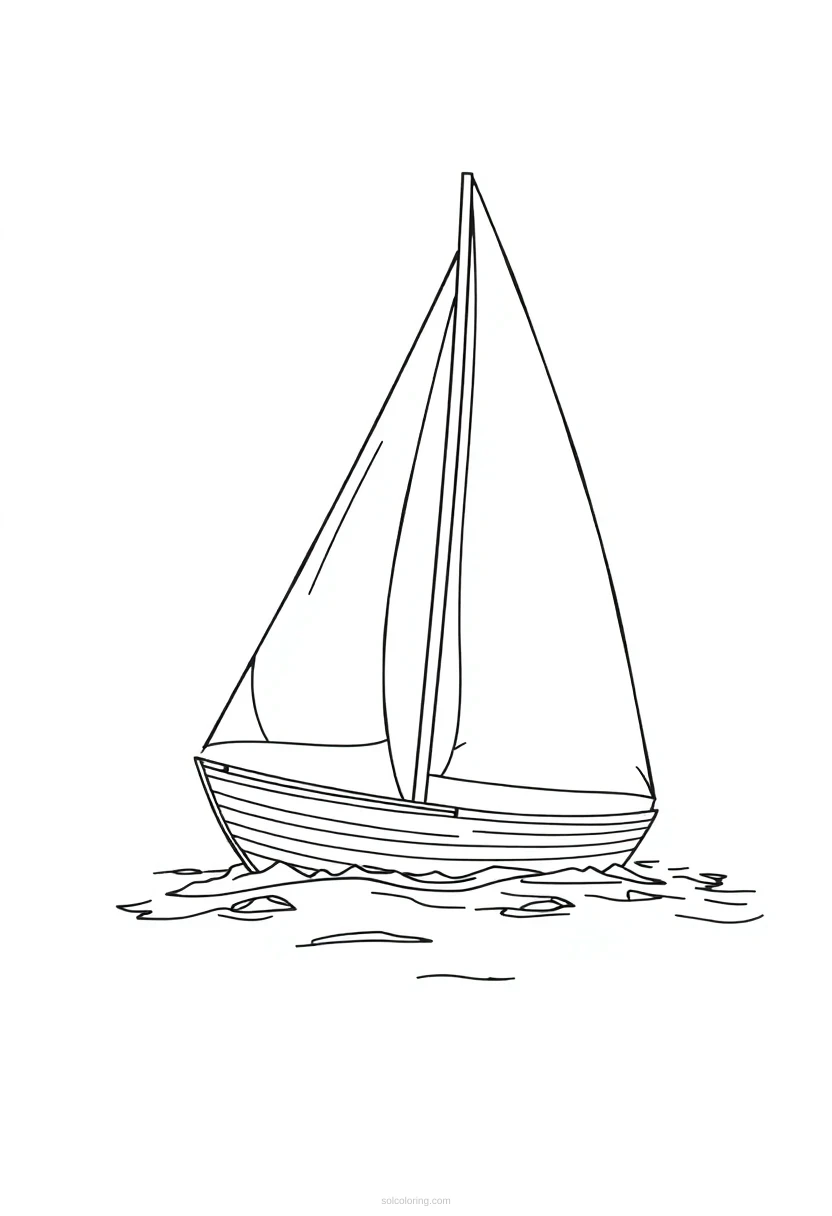 Sailboat Cute Cartoon coloring page for kids