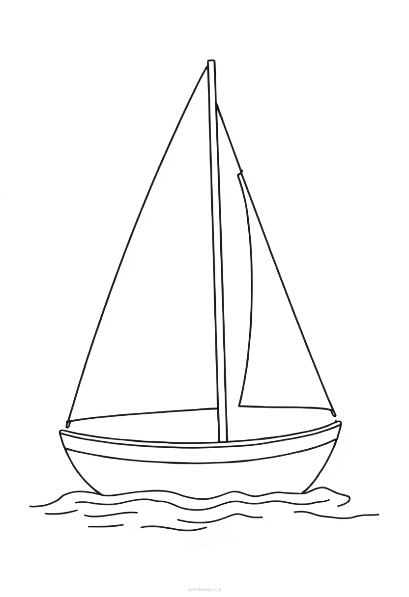 Sailboat Cute Cartoon coloring page for kids