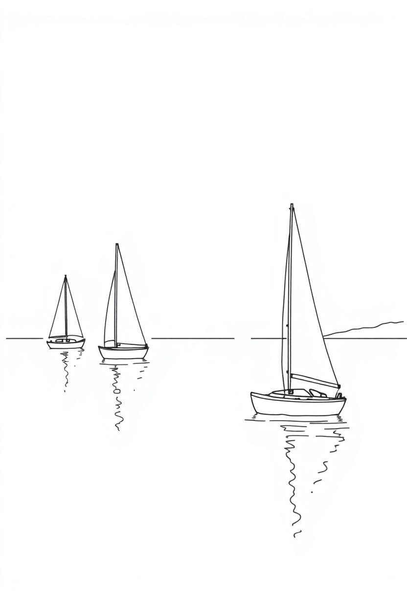 Sailboats on Calm Water coloring page, free printable