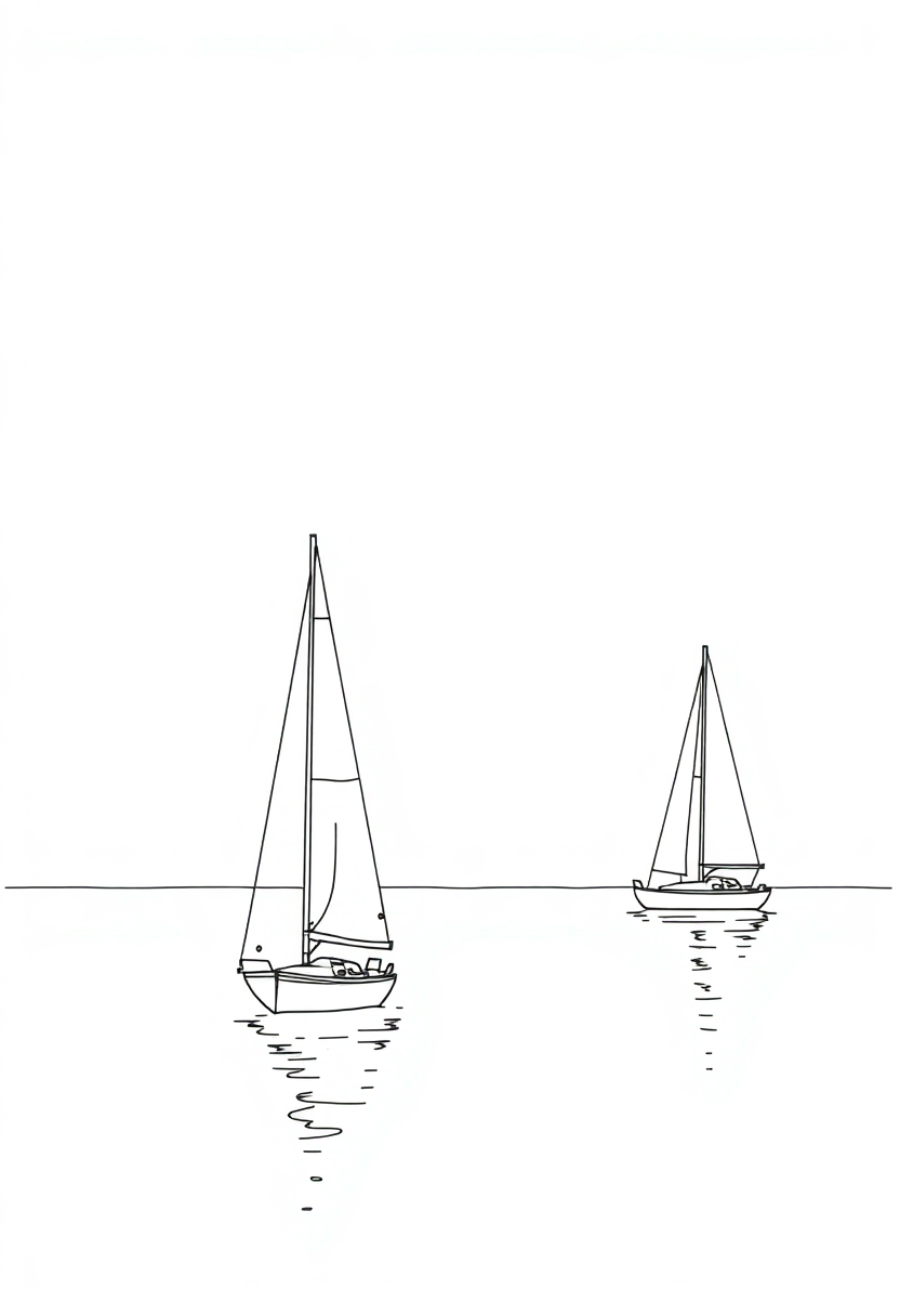Sailboats On Calm Water coloring pages