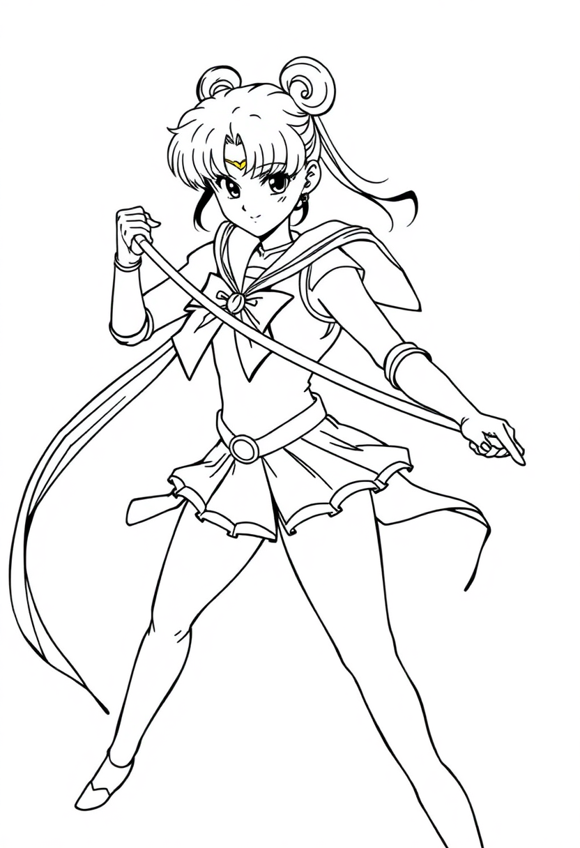 Sailor Moon Style Warrior coloring page, free printable