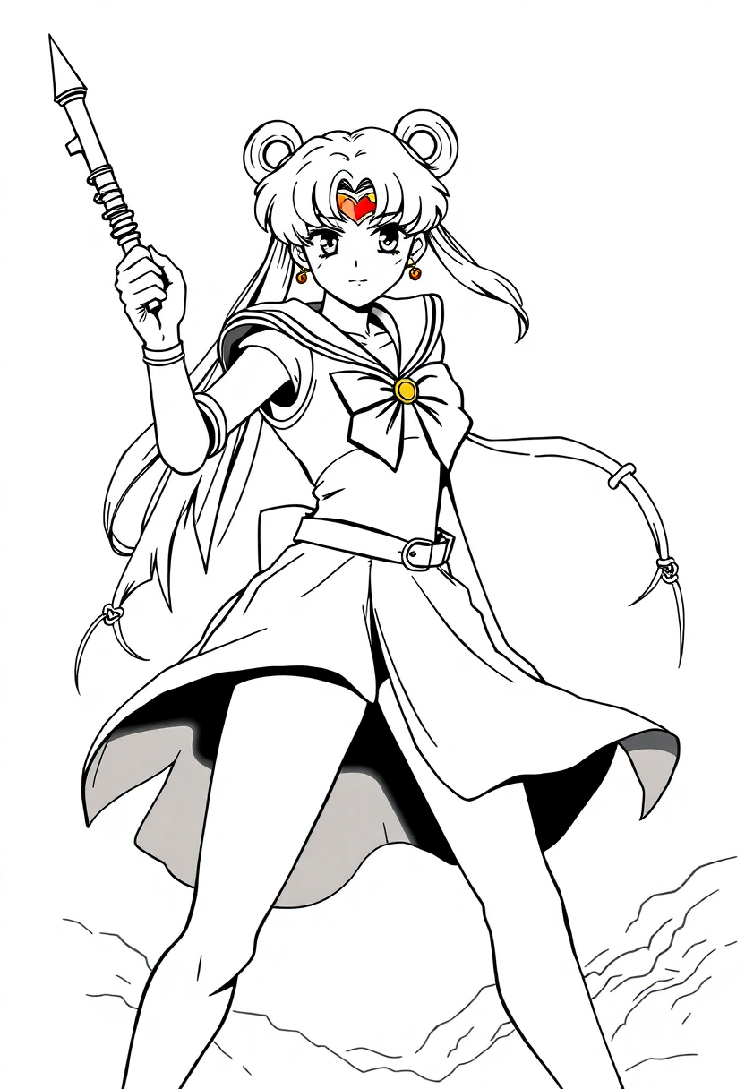 Sailor Moon Style Warrior coloring page, free printable