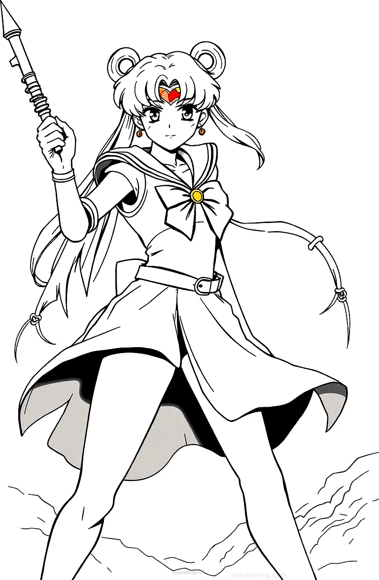 Sailor Moon Style Warrior coloring page for kids