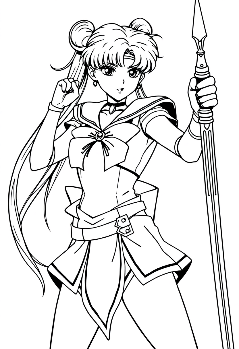 Sailor Moon Style Warrior coloring page, free printable