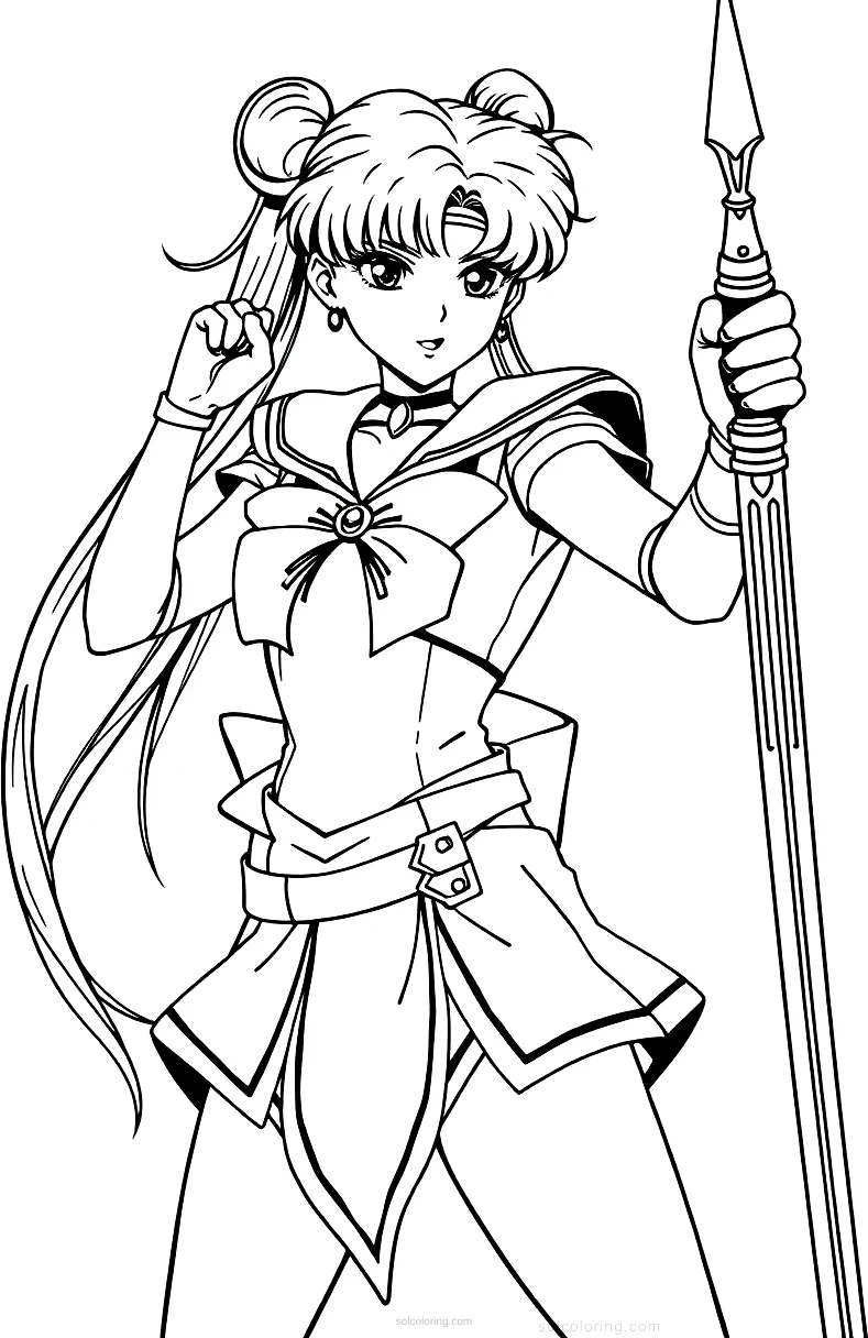 Sailor Moon Style Warrior coloring page for kids