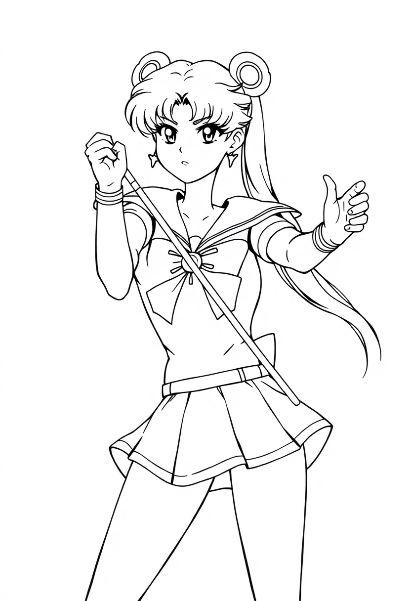 Sailor Moon Style Warrior coloring page, free printable