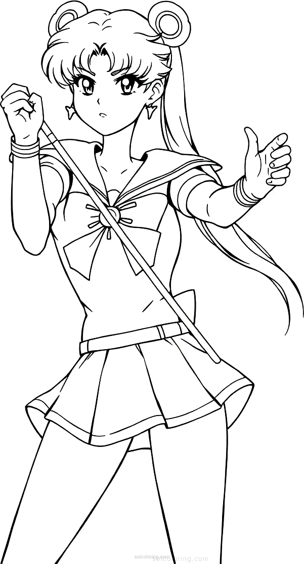 Sailor Moon Style Warrior coloring page for kids