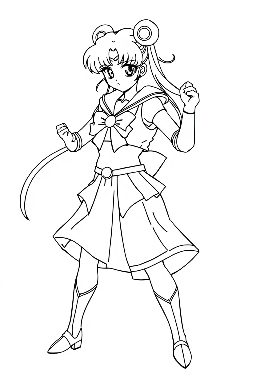Sailor Moon Style Warrior coloring page, free printable