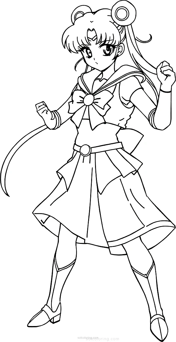 Sailor Moon Style Warrior coloring page for kids