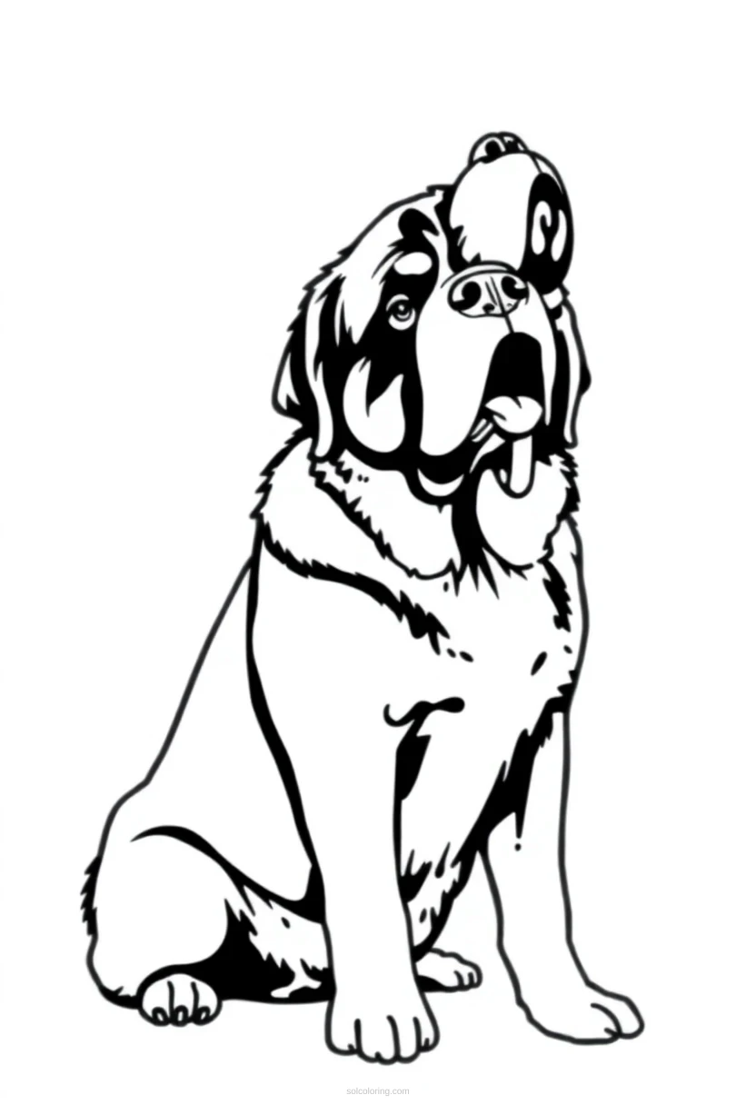 Saint Bernard Rescue Dog coloring page for kids