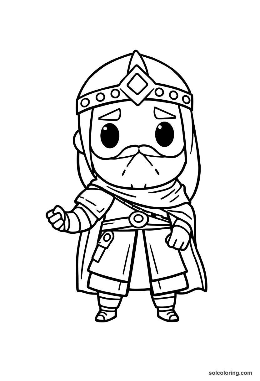 Chibi Saladin at the Battle of Hattin coloring page, free printable chibi style for kids and adults