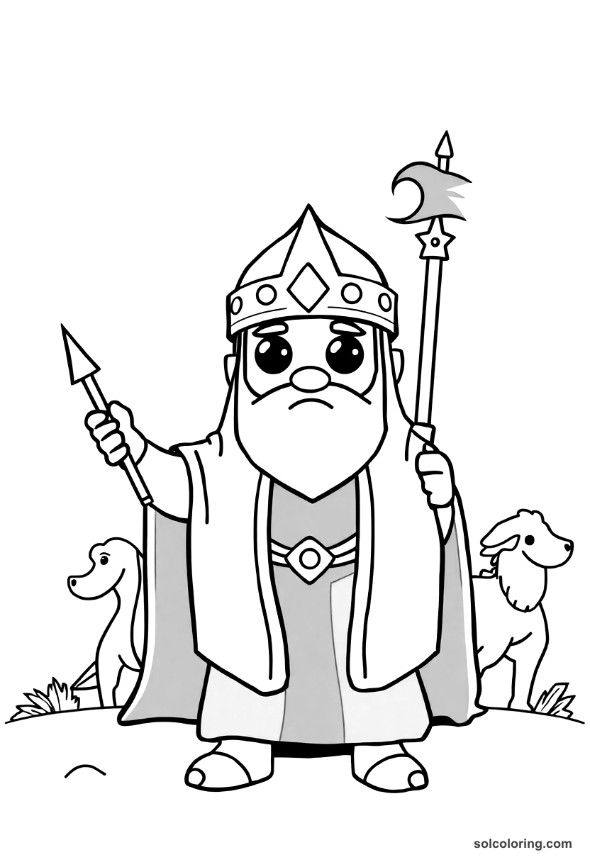 Cute Cartoon Saladin at the Battle of Hattin coloring page, free printable cute cartoon style