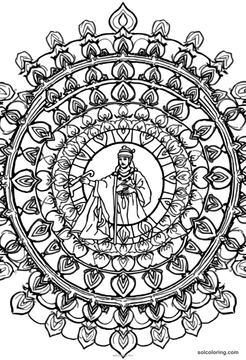 Mandala Saladin at the Battle of Hattin mandala coloring page for kids