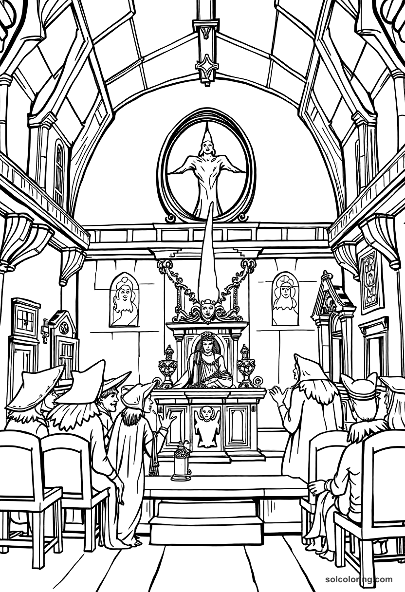 Salem Witch Trial Courtroom coloring pages