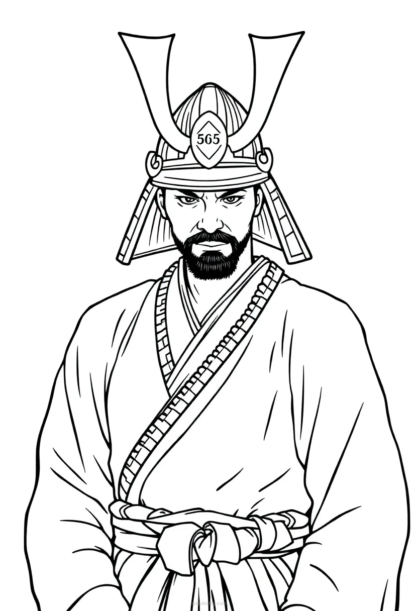 Samurai coloring page for kids