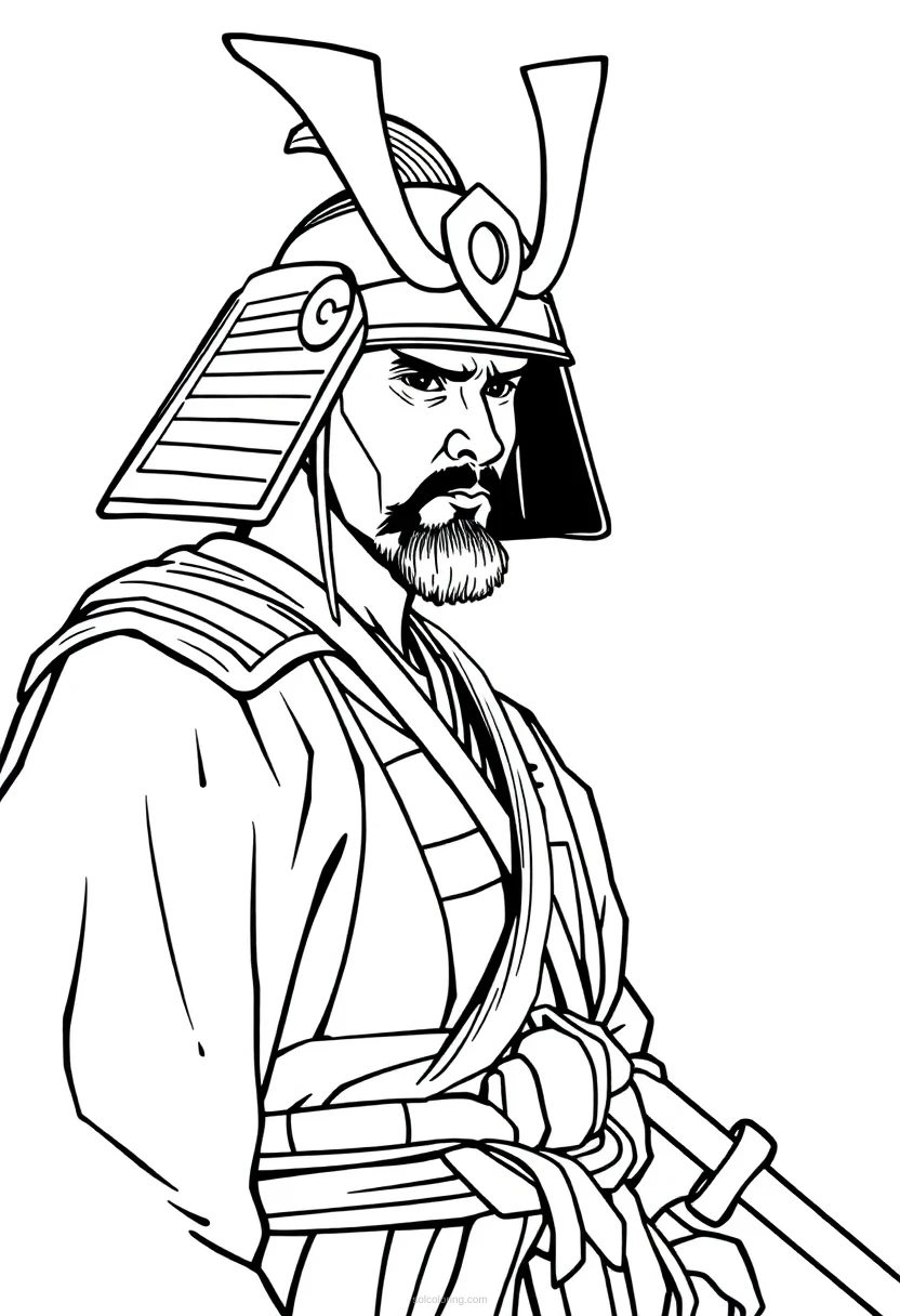 Samurai coloring page for kids