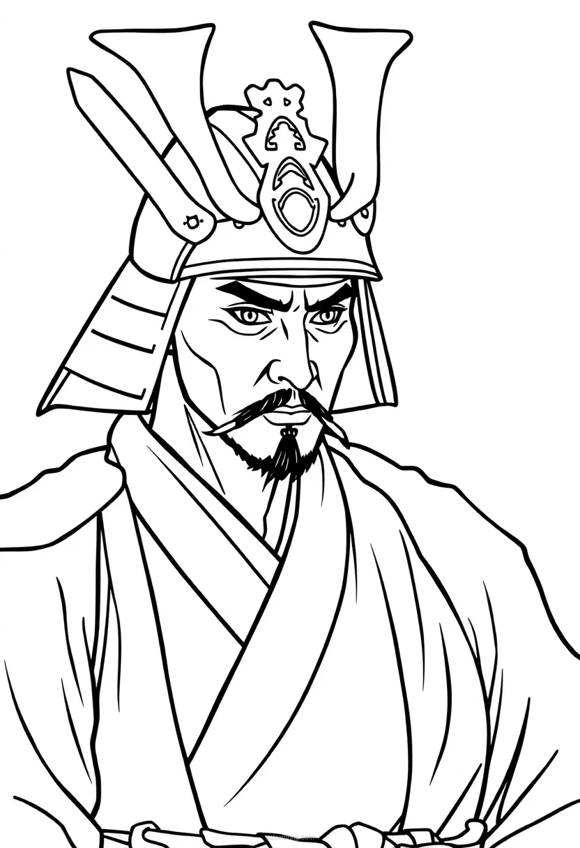 Samurai coloring page for kids