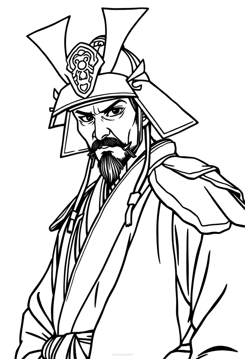 Samurai coloring page for kids