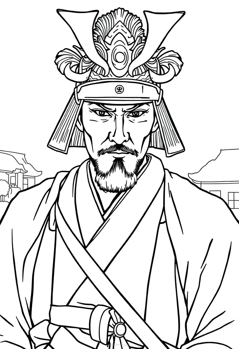 Samurai coloring page for kids