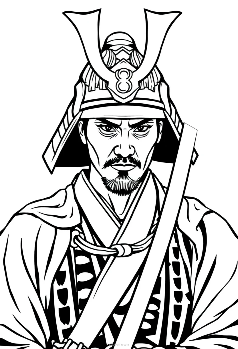 Samurai coloring page for kids