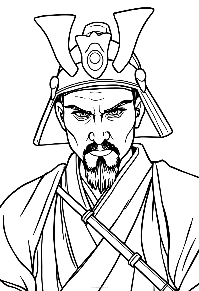 Samurai coloring page for kids