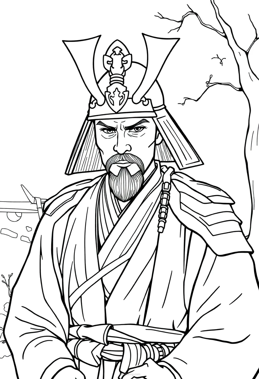 Samurai coloring page for kids