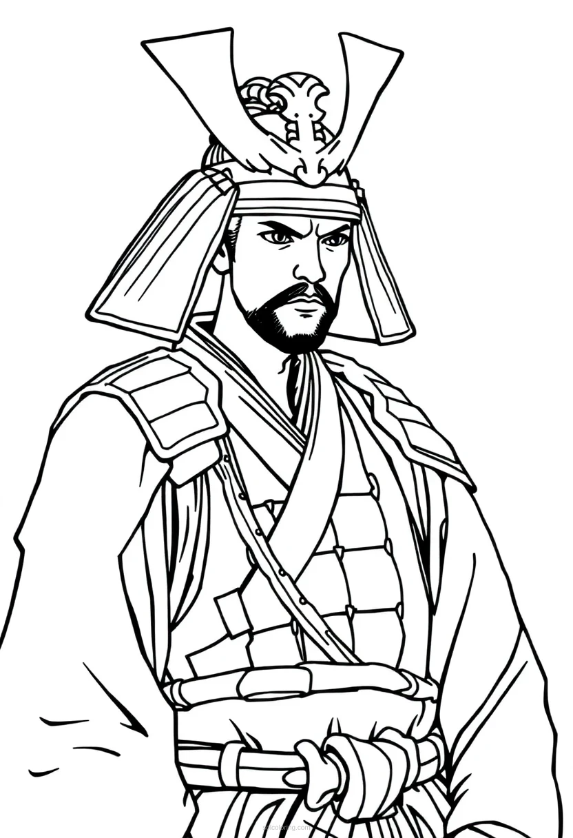Samurai coloring page for kids