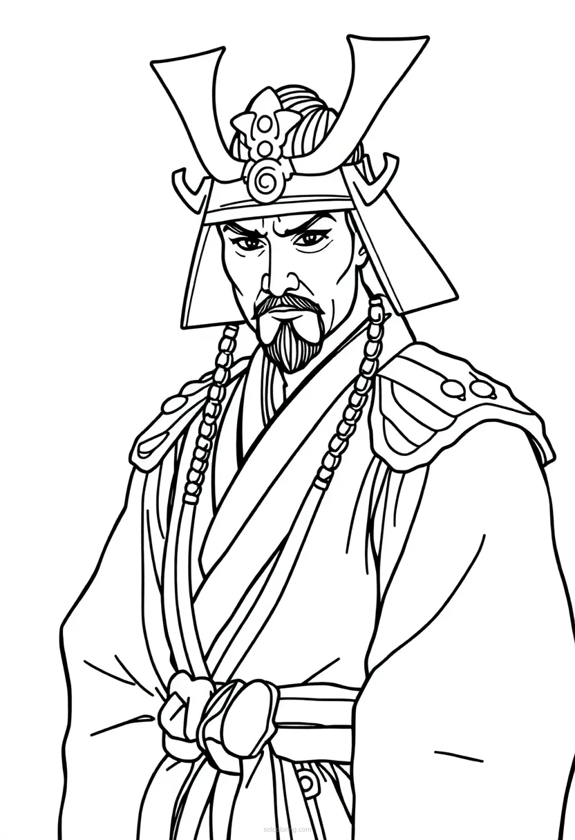 Samurai coloring page for kids