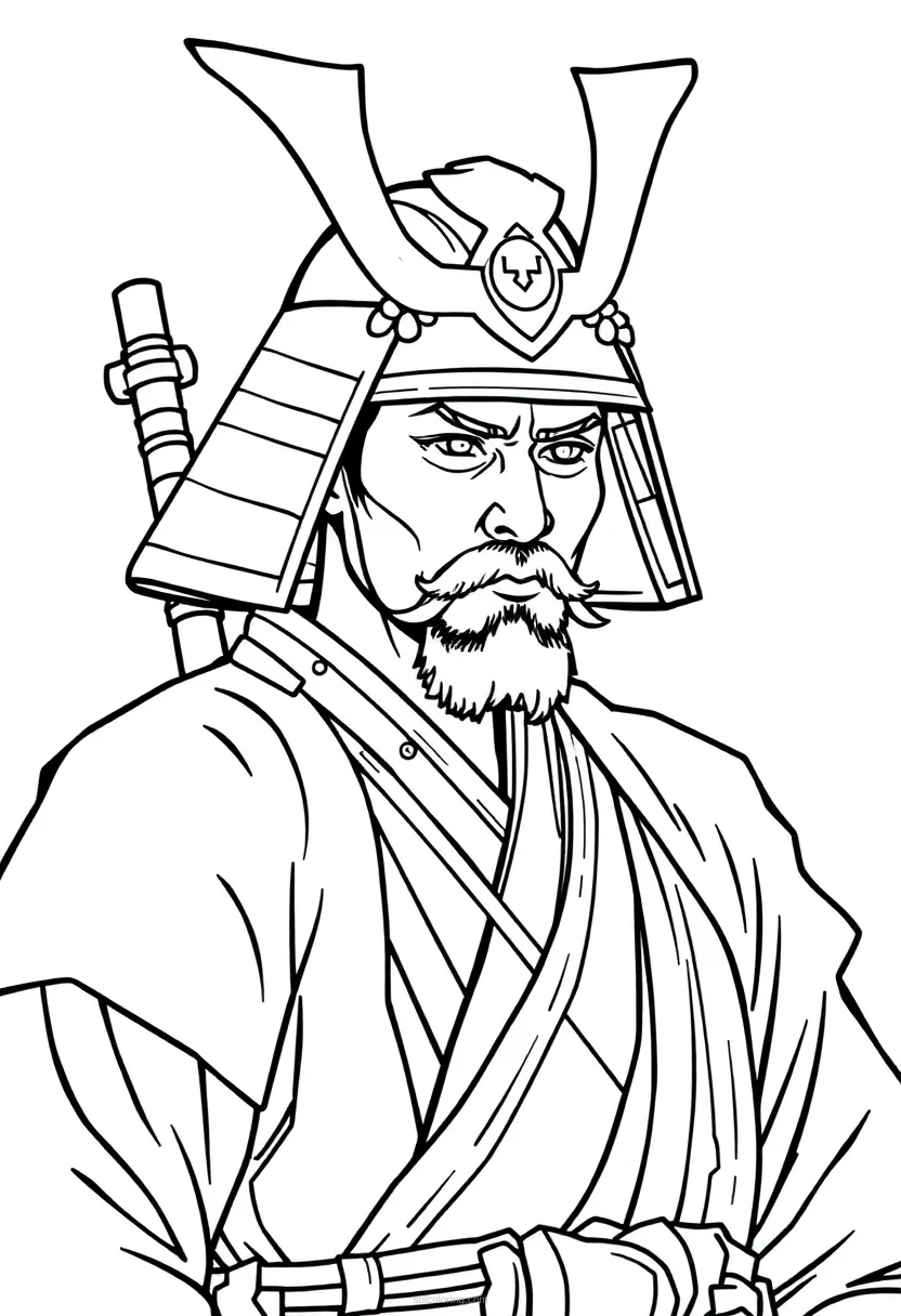 Samurai coloring page for kids