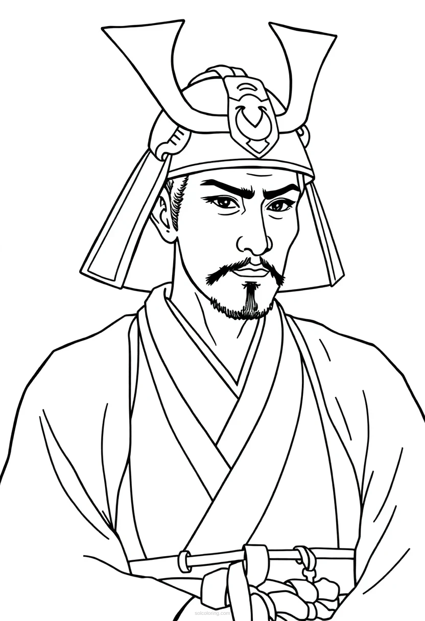 Samurai coloring page for kids