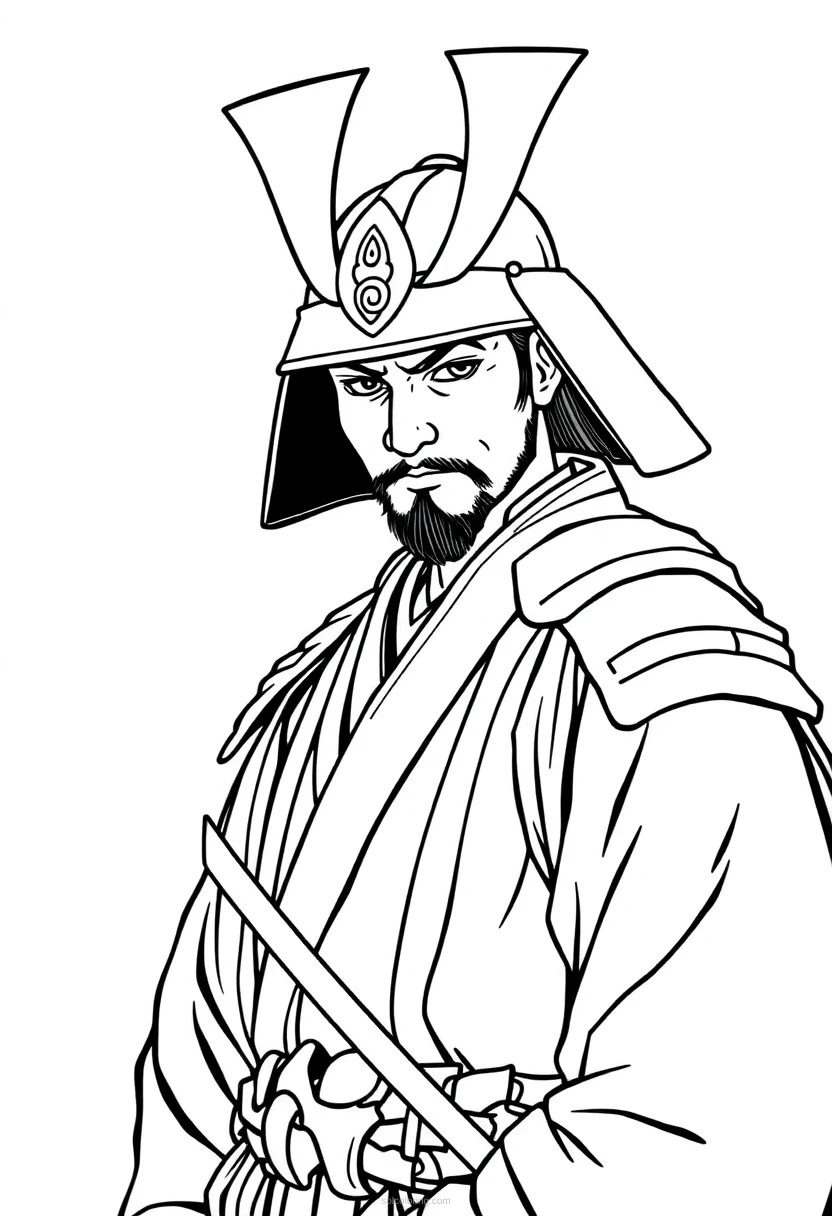 Samurai coloring page for kids