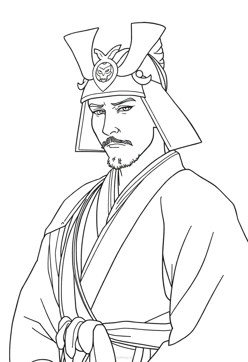 Samurai coloring page for kids