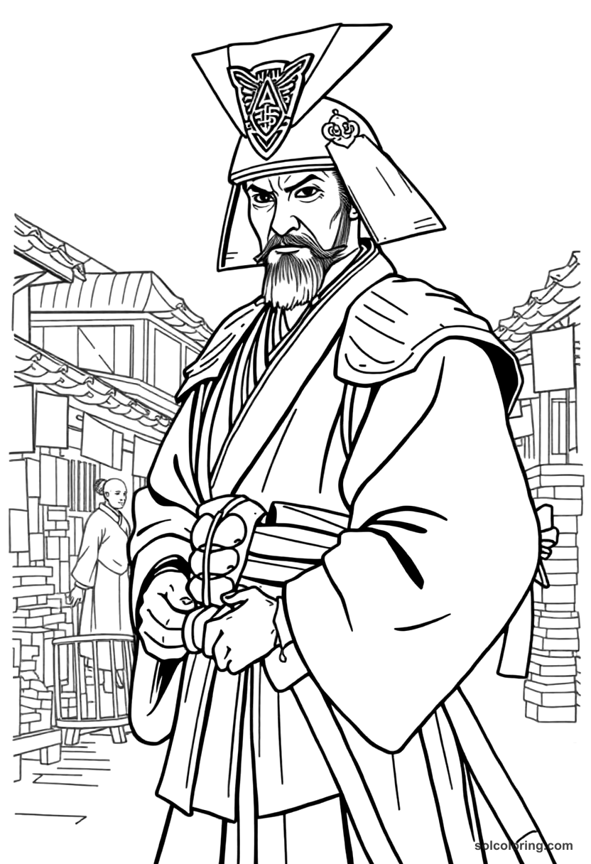 Samurai Edo Period Town Market coloring pages