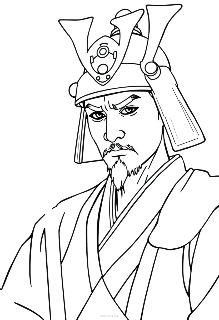 Samurai coloring page for kids