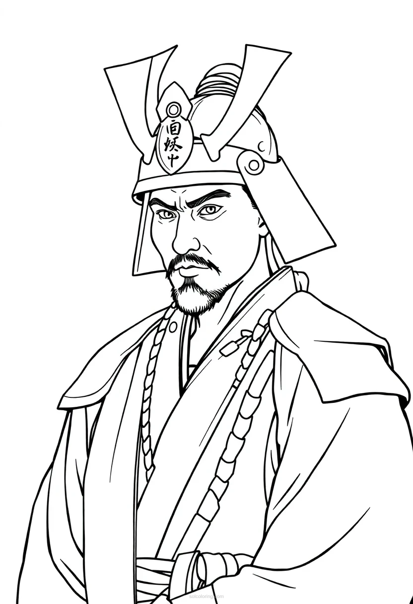 Samurai coloring page for kids
