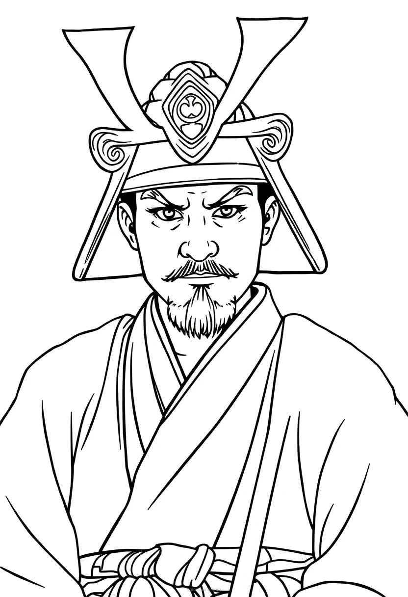Samurai coloring page for kids